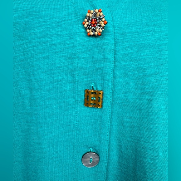 Soft Surroundings Danielle Button Dress Turquoise Shirtdress Pockets Size XL - Picture 5 of 12